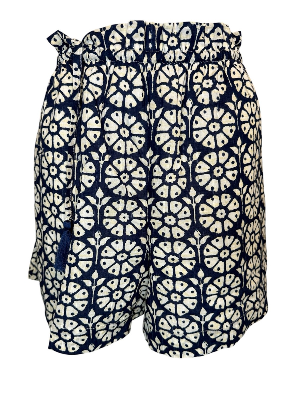 Roller Rabbit x Target Side Tie Shorts Navy Blue White print medium tassel